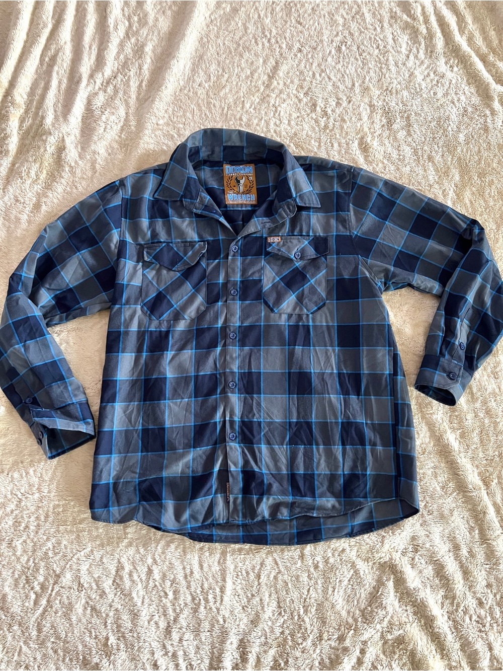 DIXXON Men's Blue The Wrench Plaid Shacket Size 2X